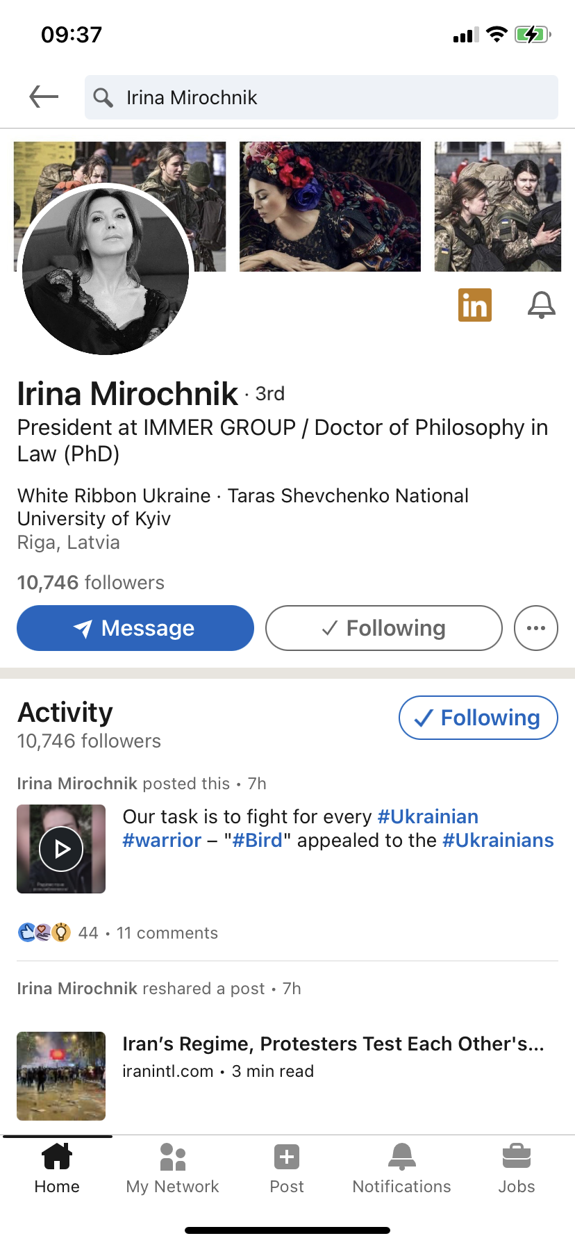 From the LinkedIn page of Irina Mirochnik Ukraine Today